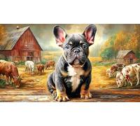 French-Bulldog Puzzle Adultos 1000 Piezas Papel Reciclado Juego Familiar Divertido Desafiante para decoración Mural 38x52/1000pcs