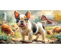 French-Bulldog Puzzle Adultos 1000 Piezas Papel Reciclado Juego Familiar Divertido Desafiante para decoración Mural 38x26/1000pcs