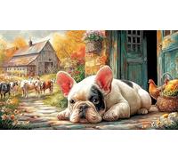 French-Bulldog Puzzle de 1000 Piezas Reciclado Juego Familiar Desafiante para relajación y decoración Mural Regalo 38x52/1000pcs