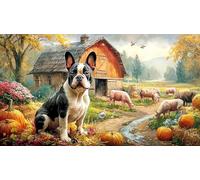 French-Bulldog Puzzle de 1000 Piezas Reciclado Juego Familiar Desafiante para relajación y decoración Mural Regalo 70x50/1000pcs