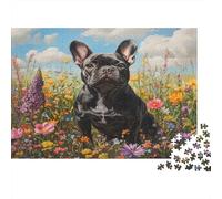 French Bulldog Puzzle Imposible,desafío for Adults Mar de Flores Entretenimiento Creativo 1000 Piezas Obra De Arte De Juego De para Adultos Y Niños A Partir De 12 Años 1000pcs (75x50cm)