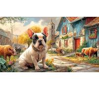 French-Bulldog Puzzle para Adultos 1000 Piezas Decoración Mural Hermosa Papel Reciclado Juego Educativo Regalo 38x52/1000pcs