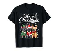 French Bulldog Reindeer Elf Santa Hat Merry Christmas Pajama Camiseta
