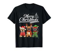 French Bulldog Reindeer Elf Santa Hat Merry Christmas Pajama Camiseta