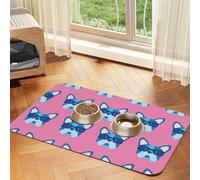 French Bulldog with Glasses,Waterproof Pet Feeding Mat,PU Leather Placemats for Cat Dog Water Bowl,Food Mats,40x60cm