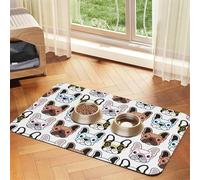 French Bulldog with Glasses,Waterproof Pet Feeding Mat,PU Leather Placemats for Cat Dog Water Bowl,Food Mats,30x45cm