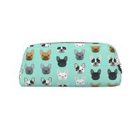 French Bulldog1 - Estuche de piel para lápices, elegante y práctico para estudiantes, perfecto para la oficina y la escuela, Gold, Talla única, Neceser de maquillaje
