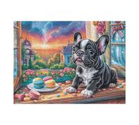 French BullPerro Flower Border Puzzle 500 Piezas Impossible Creativo Único Rompecabezas 3D Obra De Arte para Toda La Familia Juguete EduGatoivo Decoración 500 PCS