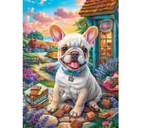 French Cachorro de bulldog en el bosque mágico Puzzle 1000 Piezas Cartón Resistente Animal lindo de cuento de hadas Rompecabezas Familiar Para Toda La Familia Juguete Educativo 3D Maquetas Construir 1