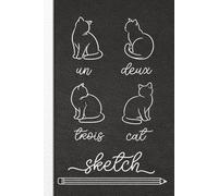 French Cat Count Sketchbook 6 x 9: Black Leather Look, Sweet Cat Notebook for Drawing or doodling 112 Pages with French Cat Count bottom border, ... for Sketching or journal. Cat lover gift
