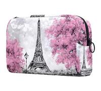 French City - Neceser de viaje con diseño de la Torre Eiffel para mujer, bolsa organizadora de maquillaje grande con cremallera, multicolor, 18.5x7.5x13cm/7.3x3x5.1in, Neceser
