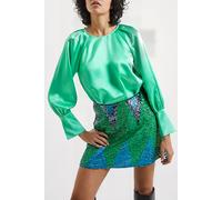 French Connection Adora Satin Top Green Mineral Talla: 6 | Blusas Outlet | Mujer | Verde