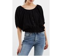 French Connection Birch Seersucker Scoop Nck Top Black Talla: L | Blusas Outlet | Mujer | Negro