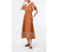 French Connection Cambria Cotton Embroidered Drs Coffee Brown Talla: 14 | Vestidos Midi Outlet | Mujer | Marrón