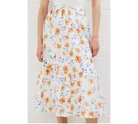 French Connection Camille Drape Tiered Midi Skrt White Talla: 18 | Faldas Midi Outlet | Mujer | Blanco