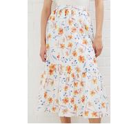French Connection Camille Drape Tiered Midi Skrt White Talla: 6 | Faldas Midi Outlet | Mujer | Blanco