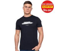 French Connection Doble Diseño Hombre Fashion Crew Camiseta Informal Negro
