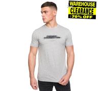 French Connection Doble Diseño Hombre Moda Cuello Redondo Camiseta Informal Gris