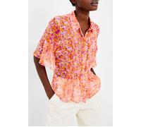 French Connection Cass Hallie Crinkle Pintuck Sh Persimmon Talla: XS | Blusas Outlet | Mujer | Naranja