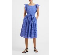 French Connection Cilla Broderie Anglaise Dress Baja Blue Talla: 14 | Vestidos Midi Outlet | Mujer | Azul