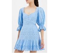 French Connection Cilla Broderie Cut Out Mini Dress Placid Blue Talla: 8 | Mini Vestidos Outlet | Mujer | Azul