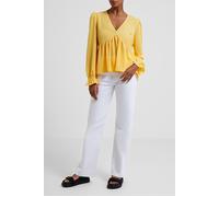 French Connection Crepe Light V Neck Top Buff Yellow Talla: M | Blusas Outlet | Mujer | Marrón
