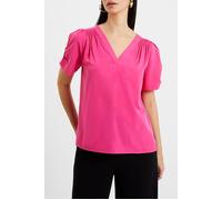 French Connection Crepe Light V Neck Top Fuchsia Talla: XS | Blusas Outlet | Mujer | Rosa