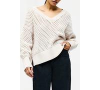 French Connection Crochet Knit V Neck Sweater Oatmeal Talla: XS | Jerséis de Punto Outlet | Mujer