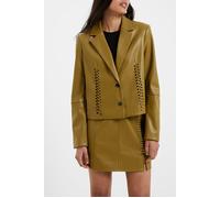 French Connection Crolenda Pu Cropped Blazer Brown Talla: S | Chaquetas de Cuero Outlet | Mujer | Marrón