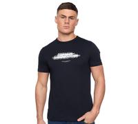 French Connection Doble Diseño Hombre Fashion Crew Camiseta Informal Negro