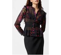 French Connection Elise Ruched Waist Black Talla: 8 | Blusas Outlet | Mujer | Negro