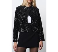 French Connection Monet Sequin Tie Cardigan Blackout Talla: L | Chaquetas de Piel Sintética Outlet | Mujer | Negro