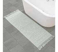 French Connection Nellore Alfombras de baño, Tejidas y con Cuentas, alfombras de baño duraderas, alfombras de baño Gruesas para baño y Ducha, 24 x 64 Pulgadas, Color Azul Claro