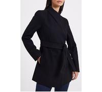 French Connection Platform Felt Crossover Coat Black Talla: 12 | Abrigos de Paño Outlet | Mujer | Negro