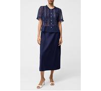 French Connection Polka Dot Short Sleeve Ruffle Top Midnight/summer Wht Talla: 10 | Blusas Outlet | Mujer