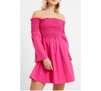 French Connection Rhodes Conscious Poplin Bardot Mini Dress Wild Rosa Talla: S | Mini Vestidos Outlet | Mujer |