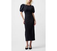 French Connection Sasia Rib Puff Slv Midi Dresss Black Talla: XS | Vestidos Midi Outlet | Mujer | Negro