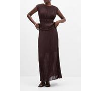 French Connection Saylor Pleated Overlay Skirt Bitter Chocolate Talla: 16 | Faldas Maxi Outlet | Mujer | Marrón