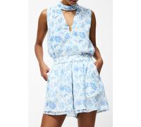 French Connection Serenity Hallie Crinkle Short Cream/blue Talla: M | Mini Faldas Outlet | Mujer | Blanco