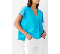 French Connection Vee Boxy Crepe Light Top Peacock Talla: 10 | Blusas Outlet | Mujer