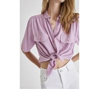 French Connection Yulia Solid Crop Camp Shirt Summer Lavender Talla: S | Camisas Outlet | Mujer