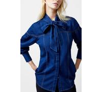 French Connection Zaves Chambray Button Through Clean Indigo Denim Talla: 6 | Manga Larga Outlet | Mujer | Azul