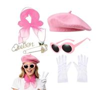 French Costume, Mime Outfit, 5.71x5.55 Inches 6-Piece Accessory Set, Carnival Party Festival Cosplay, School Celebration Holiday Bonfire Event, Gift Accessories for Adults Women Men Teens & Collecting