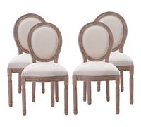 French Country Farmhouse - Juego de 8 sillas de comedor tapizadas, diseño retro elegante con respaldo redondo para sala de estar, dormitorio, cocina