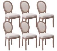French Country Farmhouse - Juego de 8 sillas de comedor tapizadas, diseño retro elegante con respaldo redondo para sala de estar, dormitorio, cocina