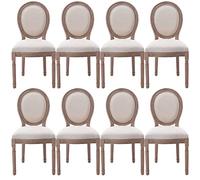 French Country Farmhouse - Juego de 8 sillas de comedor tapizadas, diseño retro elegante con respaldo redondo para sala de estar, dormitorio, cocina