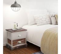 French Country Nightstand Set of 2, Brown and White Vintage Bedside Tables with 2 Drawers, Rustic Bedroom Furniture for Storage, Compact Side Table for Living Room or Dorm