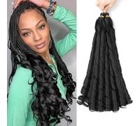French Curly Braiding Hair for Box Braids 22 inch Loose Wave Braiding Hair Pre Stretched Bouncy Braiding Hair Crochet Hair Spiral Curl Hair Extensions for Women (1B#, 22 inch (Pack of 6))