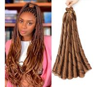 French Curly Braiding Hair for Box Braids 22 inch Loose Wave Braiding Hair Pre Stretched Bouncy Braiding Hair Crochet Hair Spiral Curl Hair Extensions for Women (30#, 22 inch (Pack of 6))