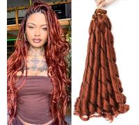 French Curly Braiding Hair for Box Braids 22 inch Loose Wave Braiding Hair Pre Stretched Bouncy Braiding Hair Crochet Hair Spiral Curl Hair Extensions for Women (350#, 22 inch (Pack of 6))